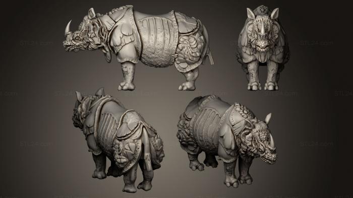 Статуэтки животных (Носорог, STKJ_0619) 3D модель для ЧПУ станка